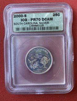 2000-S ICG PR70 DCAM QUARTER 25C SOUTH CAROLINA-SILVER