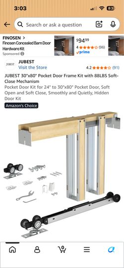 JUBEST Pocket Door Frame Kit 30x80 Galvanized Steel