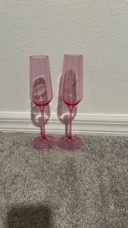 Plastic Pink Champagne Flutes Set Of 2
