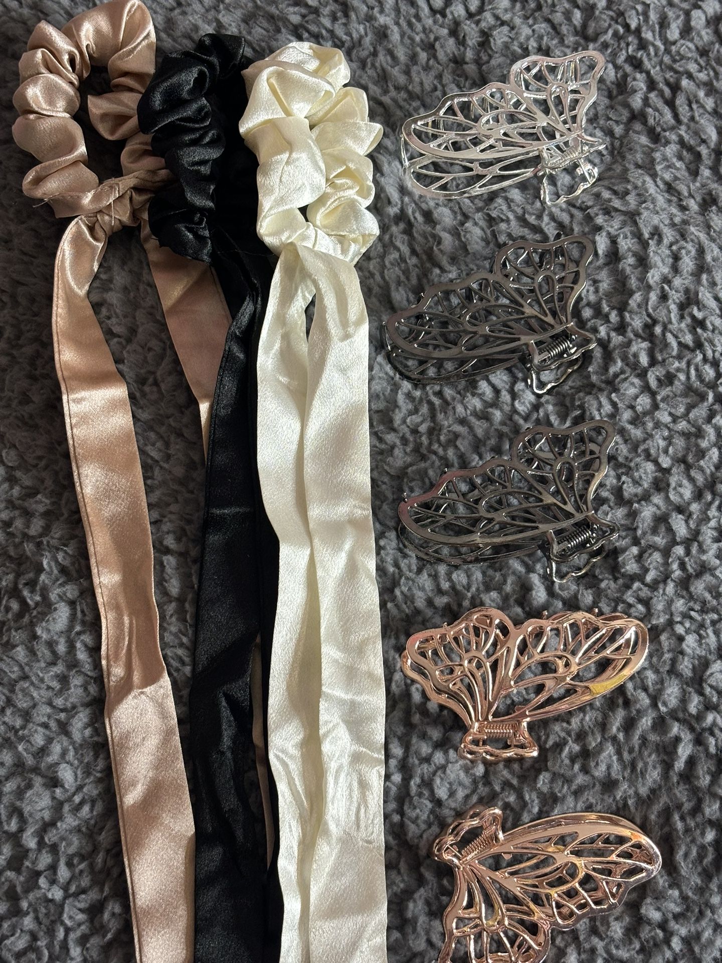 Hair Accessories Bow Scrunchies + Butterfly clips + hair ties