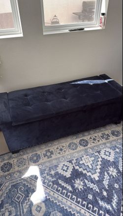 Blue Velvet Ottoman