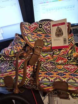 Canvas Aztec Print Rucksack Backpack