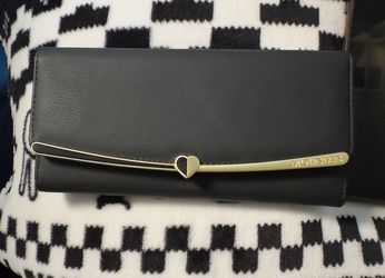 Motnian Black Leather Clutch Wallet