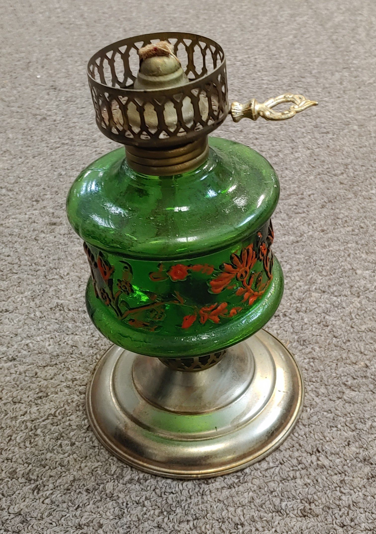 Antique Green Oil Lamp
