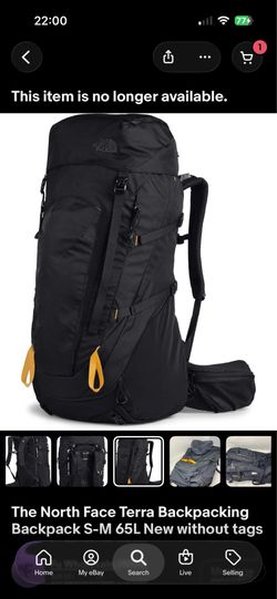 The North Face Terra Backpacking Backpack, TNF Black/TNF Black, L/XL 65L New with tags