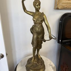 Vintage 19th century bronze stature by Henri Louis Levasseur “Diane Chassuresse (Diana the Huntress)