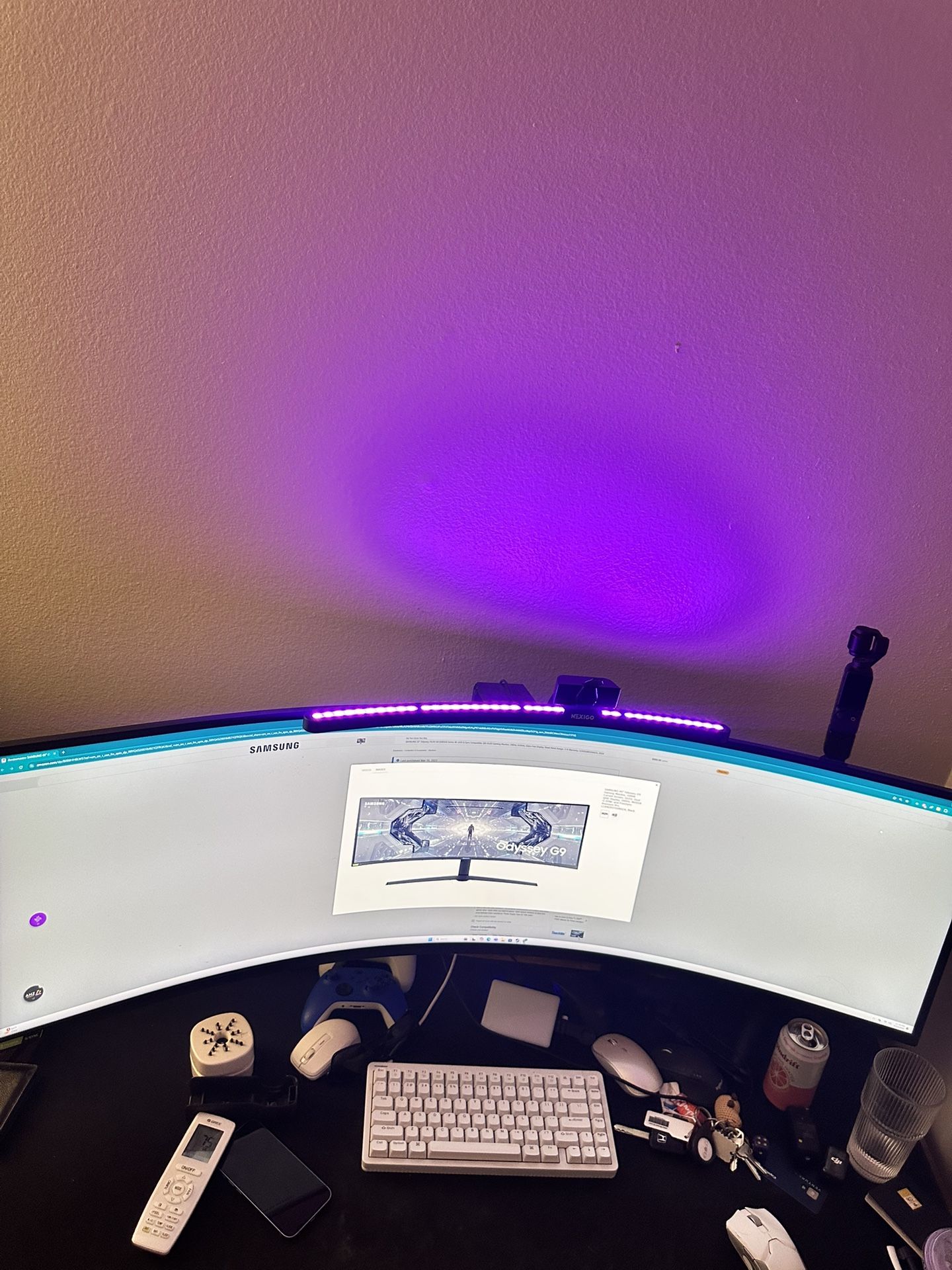 SAMSUNG 49” Odyssey G9 Gaming Monitor, 1000R Curved Screenf, QLED, Dual QHD Display, 240Hz,