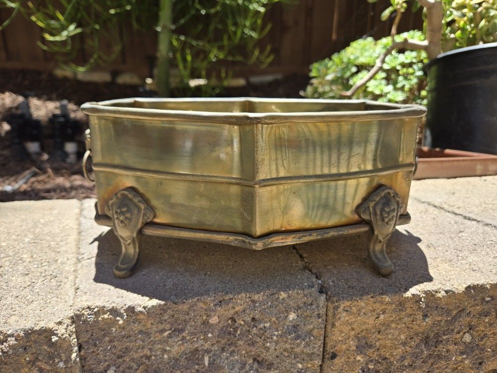 antique brass bin