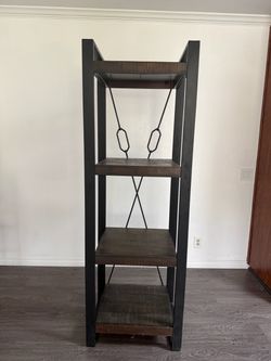 Industrial 4-Tier Metal and Wood Bookshelf