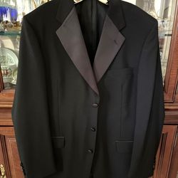 Men's Black Tuxedo Size 42L (worn once, dry cleaned, stored in tuxedo bag)