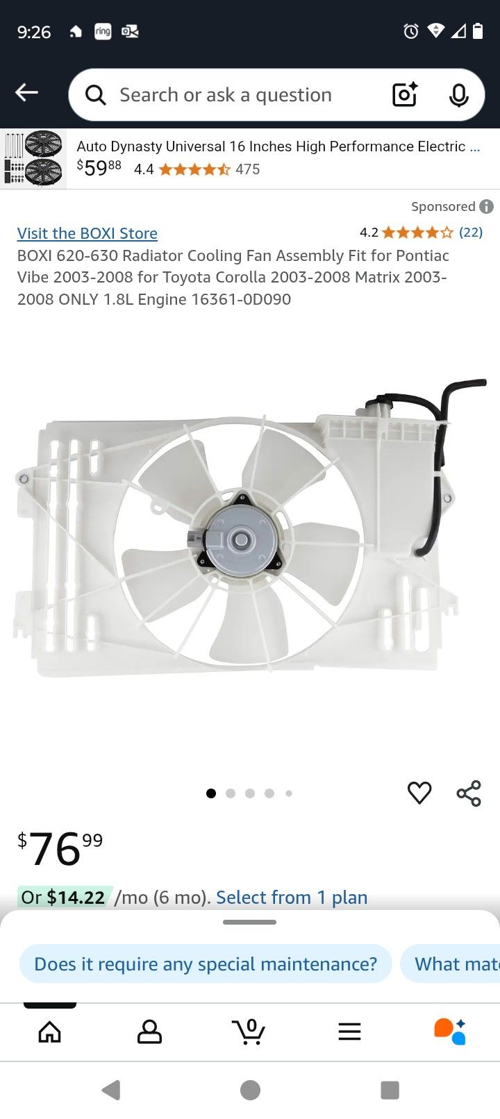 Toyota Radiator Coolant Fan