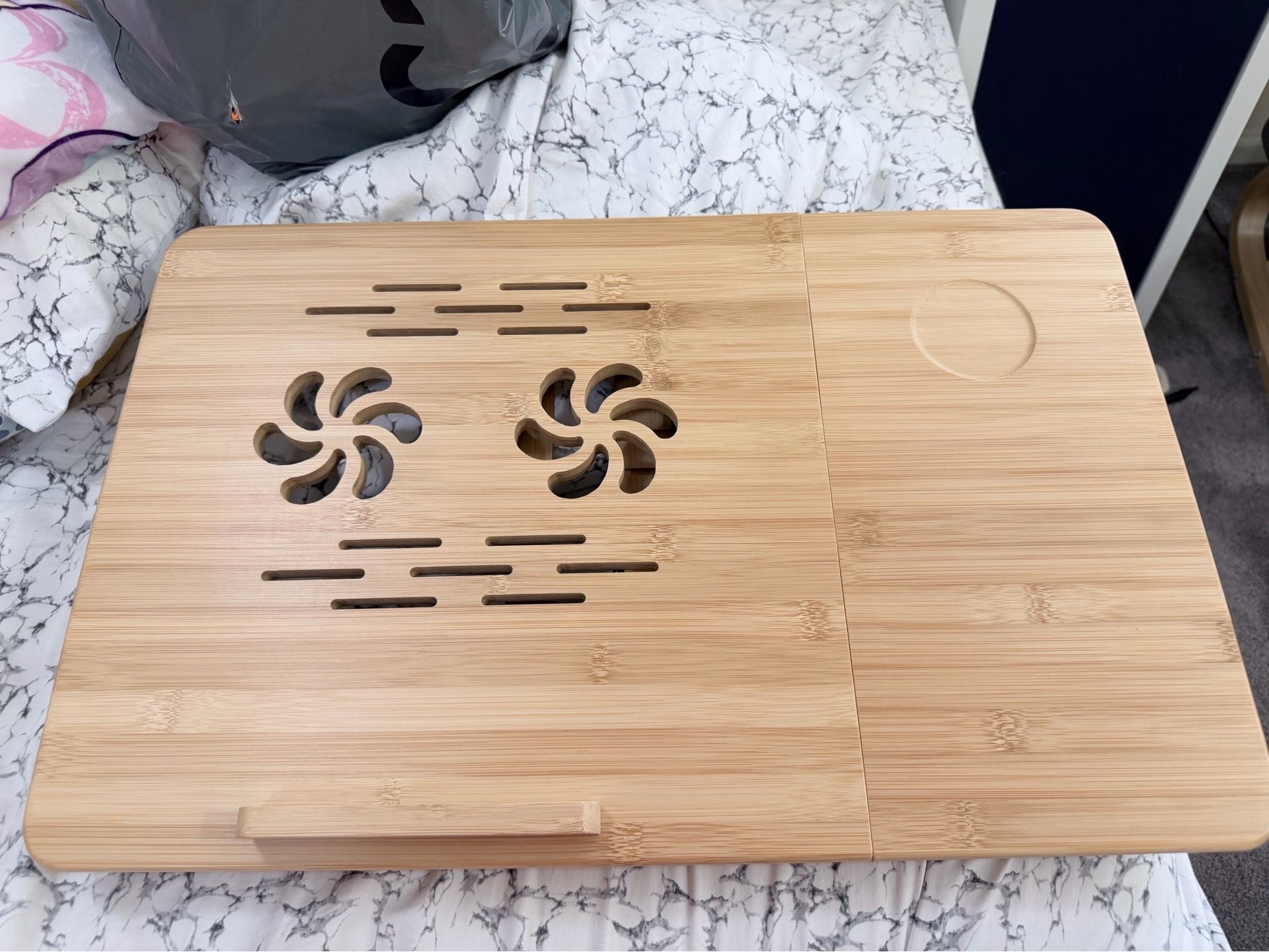 wood bed table