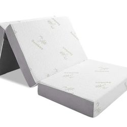 Inofia Trifold Mattress, Folding Memory Foam Mattress with Removable Cover, for Camping, Guest, and Floor Foldable Beds, Cot Size (75"x31"x6")