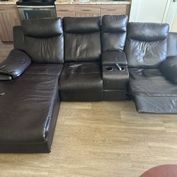 Edmonton Faux Leather 2-Piece Sectional with Recliner and Storage