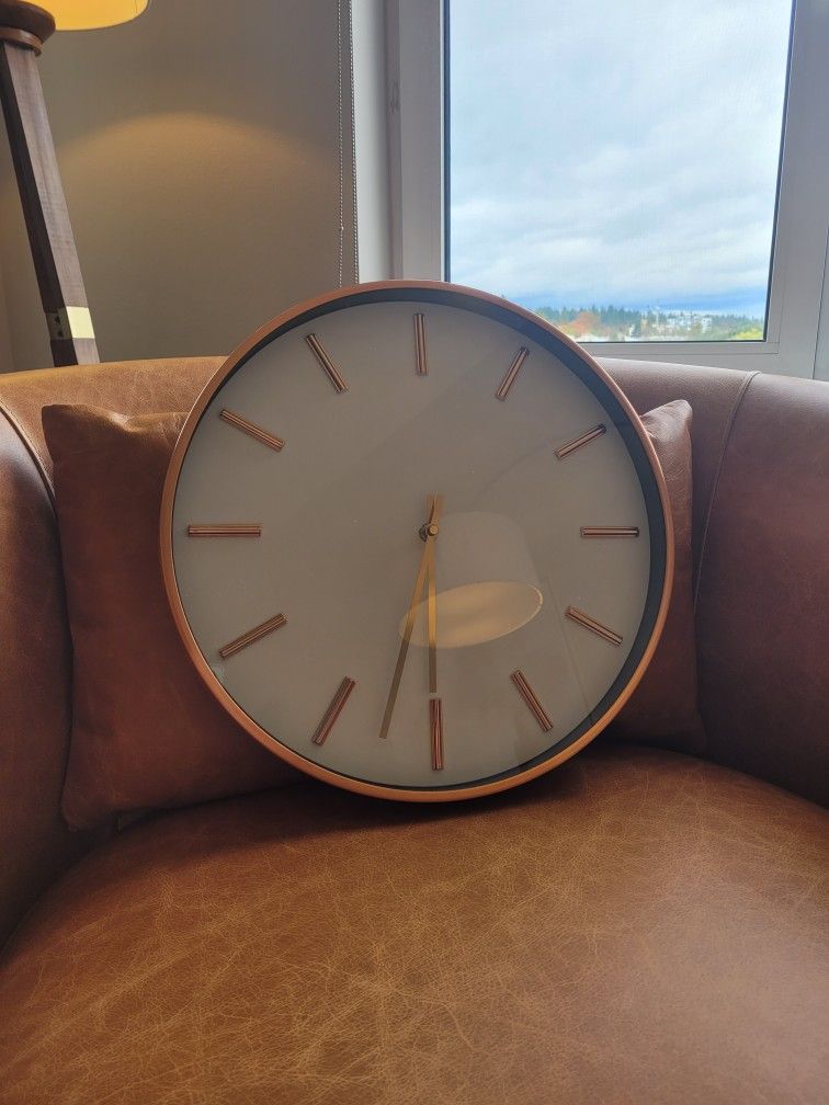 Crate And Barrel Wall Clock Rose Gold 14"