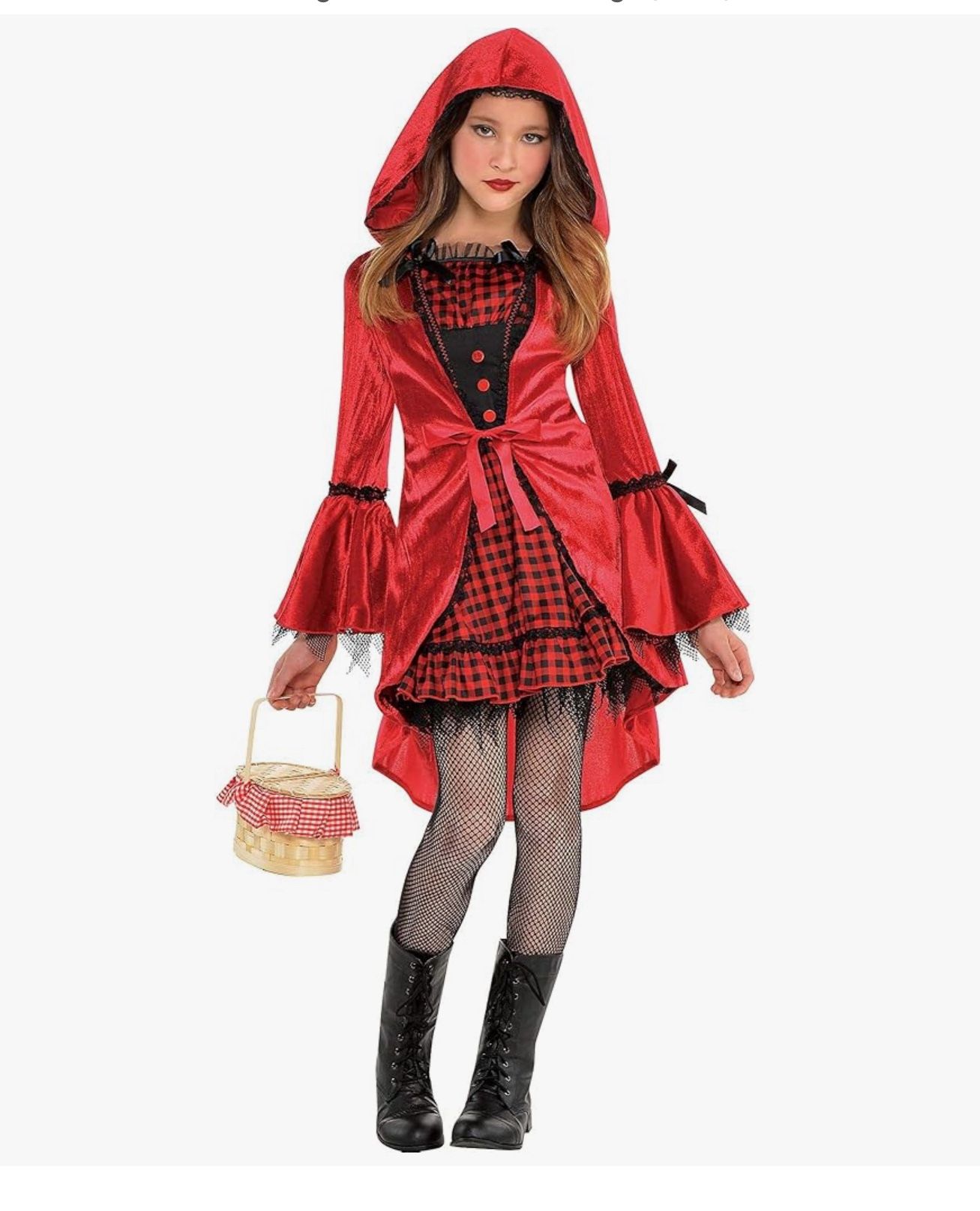 Girls Gothic red riding Hood, new girls size medium 8–10