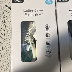 CRANE Women's Casual Sneaker White  Faux Leather Size 6 Aldi Tennis Shoes Low + Box