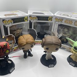 Star Wars Funko Pop Lot (7) – Grogu, Leia, Darth Maul + Boxed Pops
