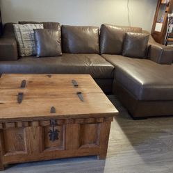 Rustic Solid Wood Chest/Coffee Table With Iron Accents