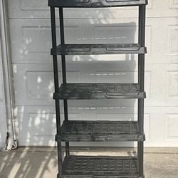 Used 5-Tier Storage Rack - Black Plastic - 72"H x 36"W x 24" D