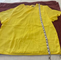 Women’s Short Sleeve Blouse Yellow Hanna Sung Size L