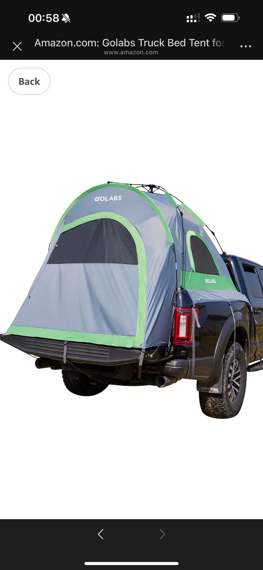Brand New Golabs Truck Bed Tent for 5.5-6.5 Ft Bed, 5-Minute Easy Setup by Pre-Assembled Design, Waterproof PU2000mm, 2-Person Portable with Extra R