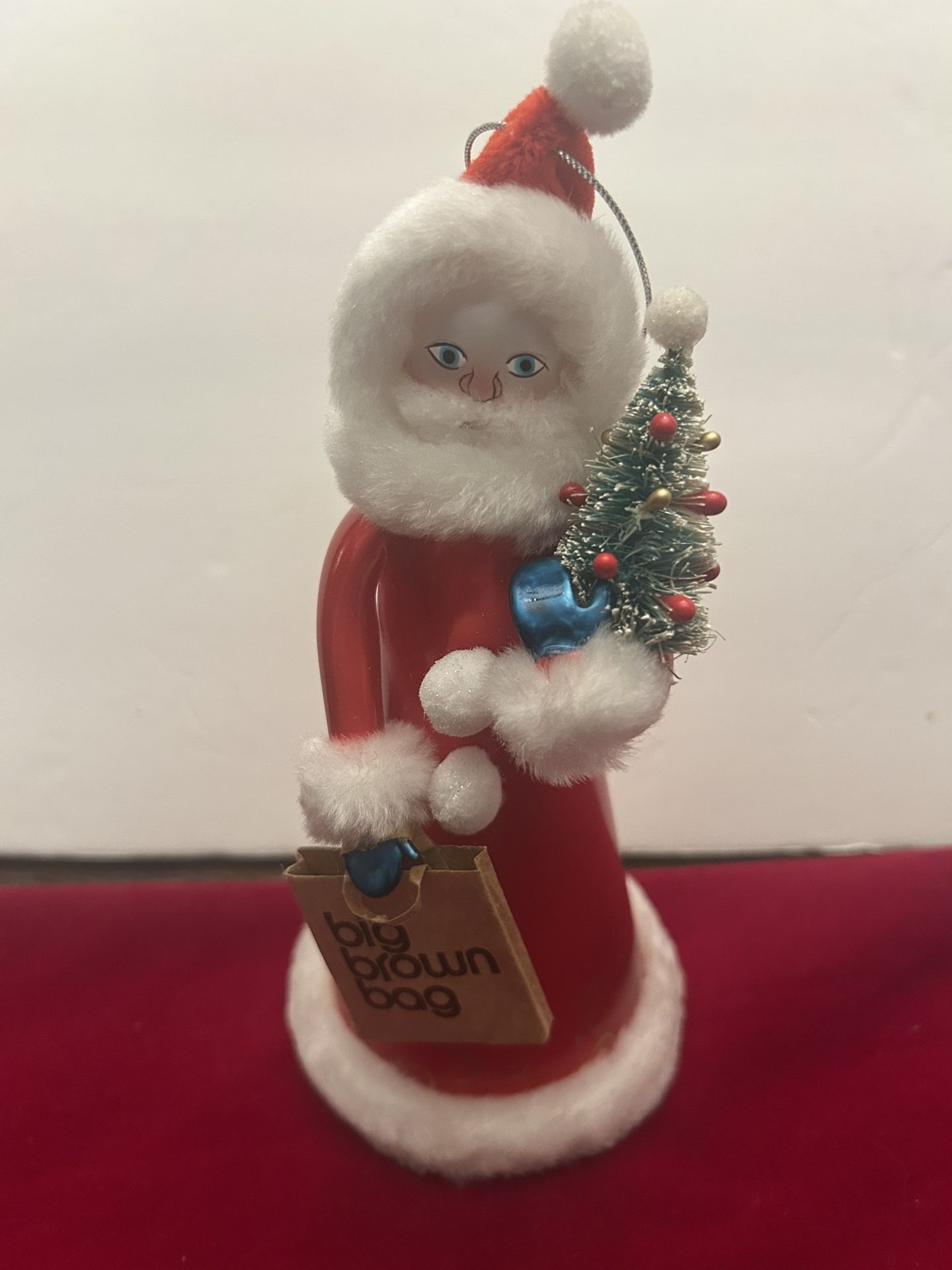 Vintage Bloomingdale’s Large Glass Santa Ornament 