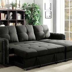 Brand New Dark Grey Sectional Sofa Storage Sleeper