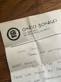Oingo Boingo Secret Society  Hand Written Letter From 1984! Super Rare Vintage