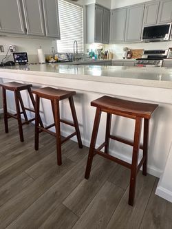 Red wood bar stools