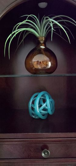 Teal Glass Knot Decorative Sculpture