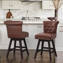 Caesar Swivel Counter Stool with Nailhead Trim