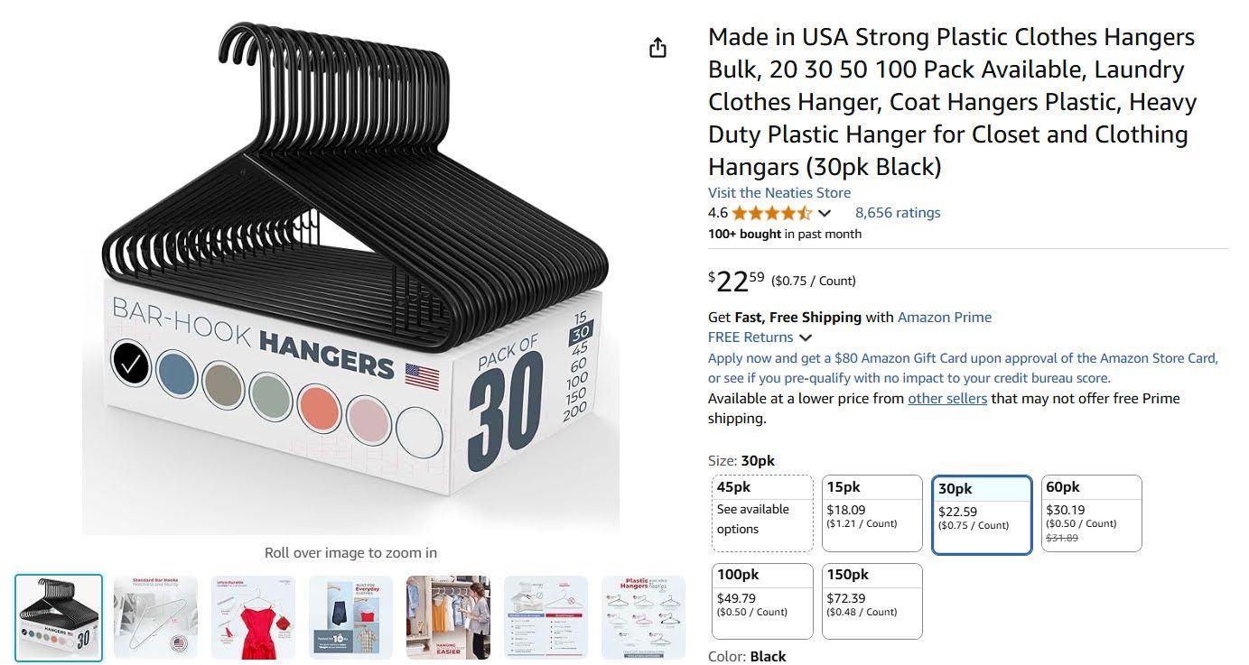 Neaties Plastic Hangers- 30 pack