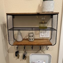 Metal and wood keyholder shelving