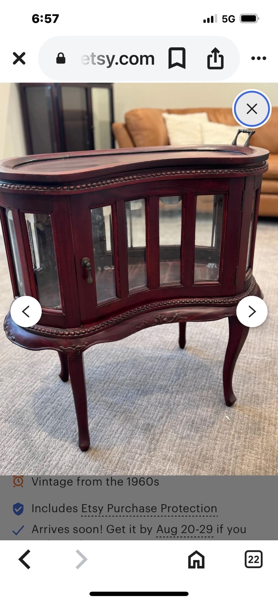 1960 Kidney Curio Cabinet