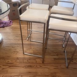 4 White High Seat Chairs