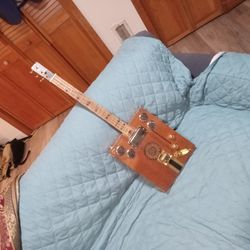 Cigarbox Electric Guitar With Harmonica Inside