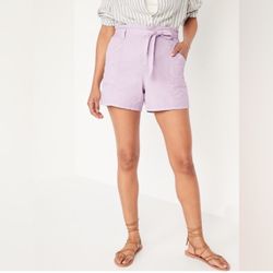 Old Navy Women’s High Rise Purple Shorts with Belt Size L Large , New with Tags!