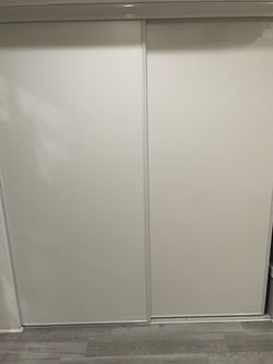 White Sliding Closet Doors with Aluminum Frame