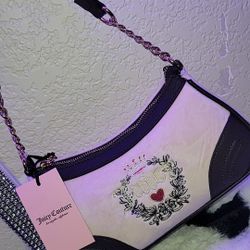Viral Juicy Couture Velour Pink And Brown Heritage Shoulder Bag 