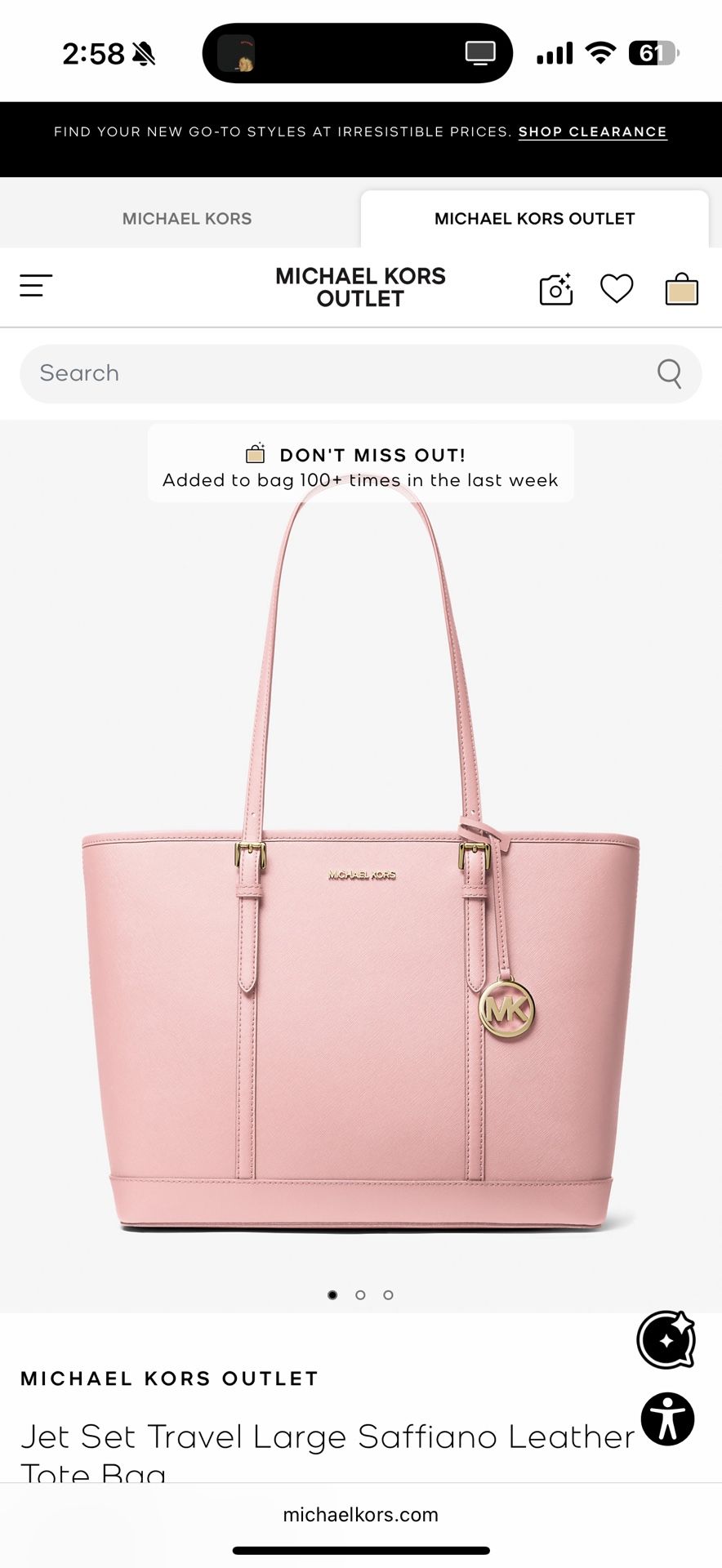 Michael Kors Jet Set Travel Large Saffiano Leather Tote Bag