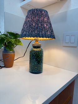 Vintage Rare Lamp Blue Ball in Mason Jar