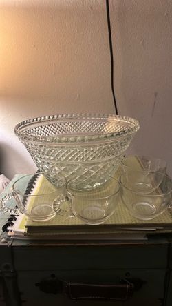Glass Punch Bowl Set with Cups