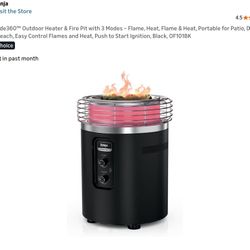 Ninja Fireside360™ Outdoor Heater & Fire Pit with 3 Modes – Flame, Heat, Flame & Heat, Portable for Patio, Deck, Camping, Beach, Easy Control Flames a
