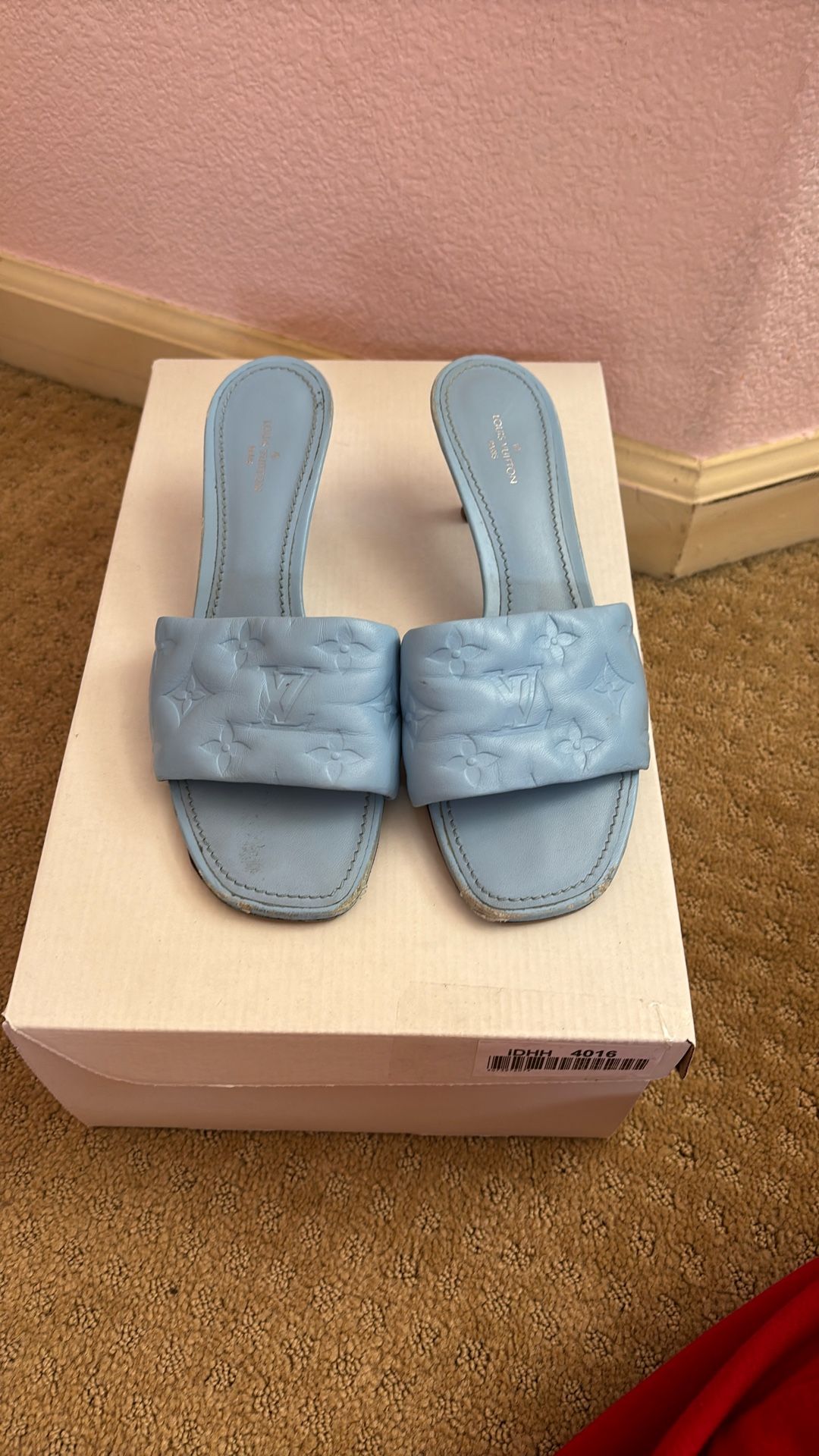 Women Louis Vuitton Baby Blue Revival Line Heel Sandals