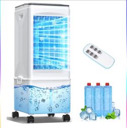 Air Conditioners, 2.5 Gal Evaporative Cooling Fans that Blow Cold Air, 3 Speed Portable AC Unit, Quiet Swamp Cooler w/Timer & Remote, Windowless Air C