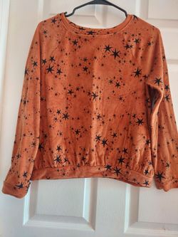 Orange Star Print Velour Sweatshirt