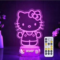 New Kitty Night Light Room Decor Gift, Cute Birthday Gifts for Baby Girls Kids, Kitty LED Light for Bedroom Decorations, Kitty Lamp with Remote Contro