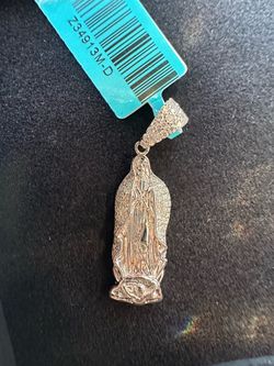 Silver + moissanite Virgin Mary pendant