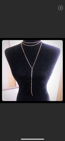 Rhinestone Choker Necklace 2 in 1